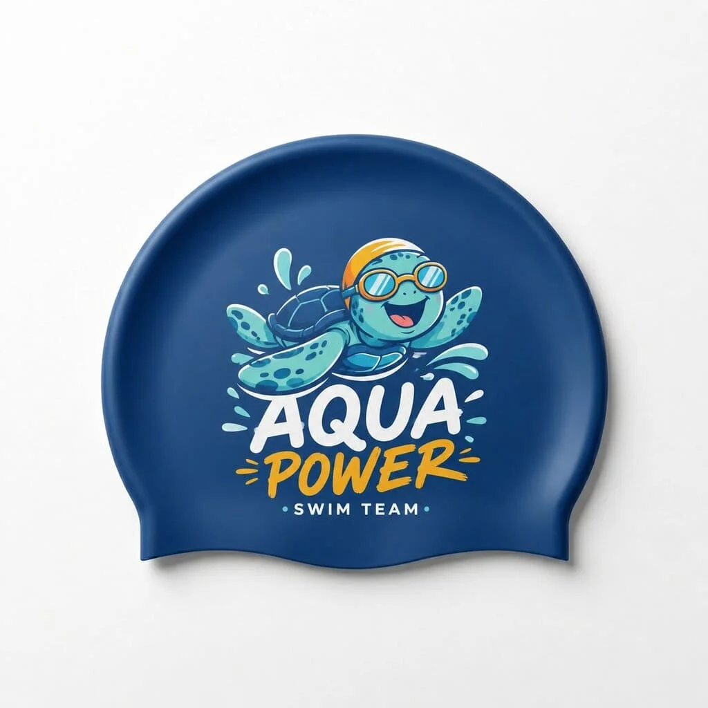 Proceso de estampación y personalización de un gorro de natación de silicona en fábrica